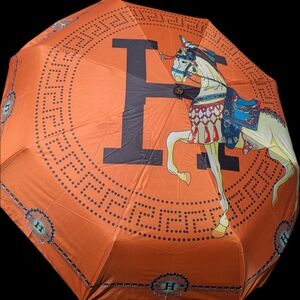 Designer H Push Button Activated Monogram Umbrella